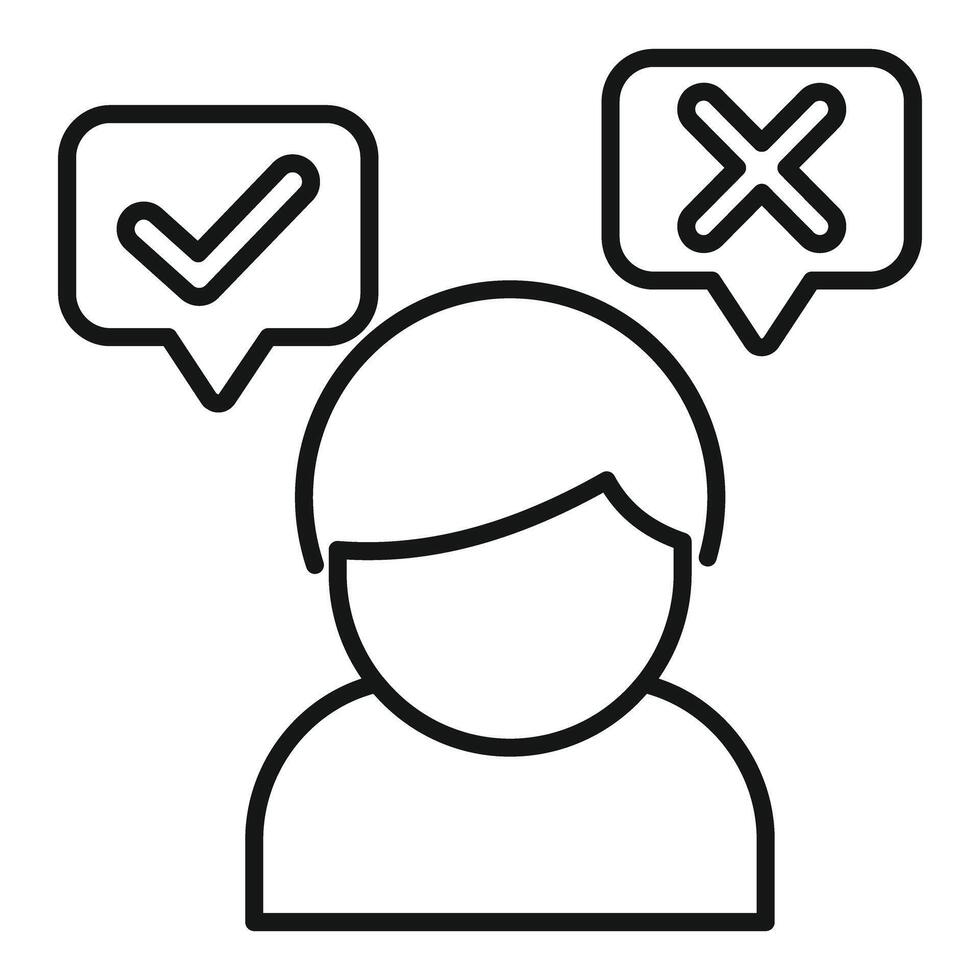 Man making decision between right and wrong choice vector