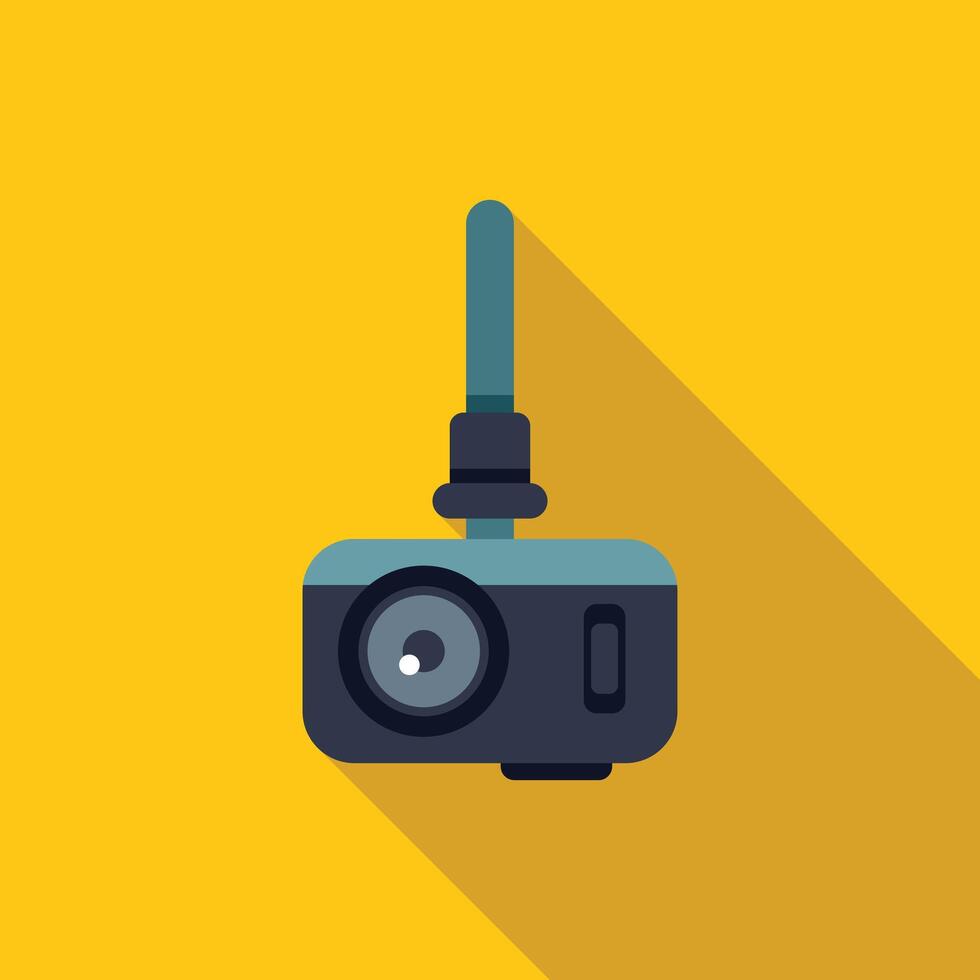 Dash cam recording while driving on road trip with long shadow vector