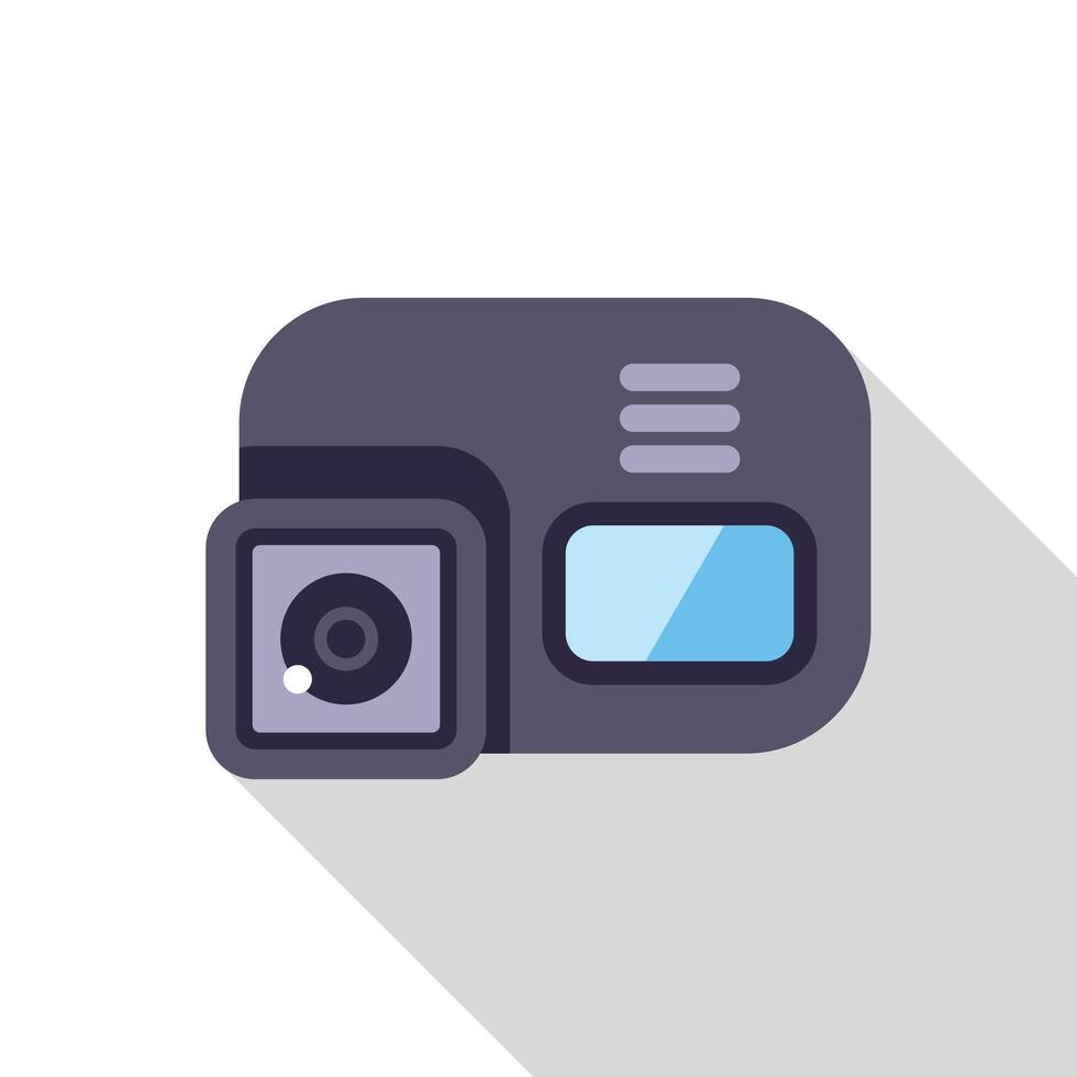 Small action camera recording video with long shadow vector