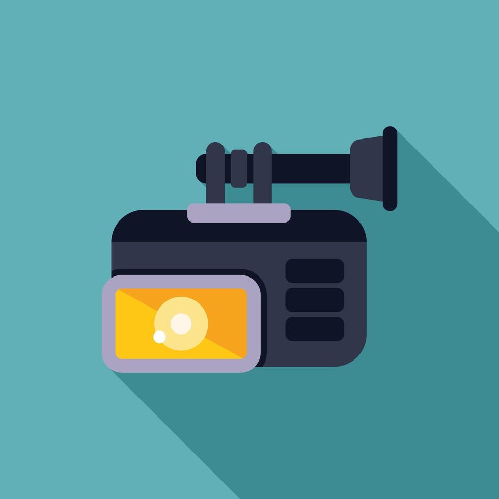 Professional digital camcorder recording video content vector