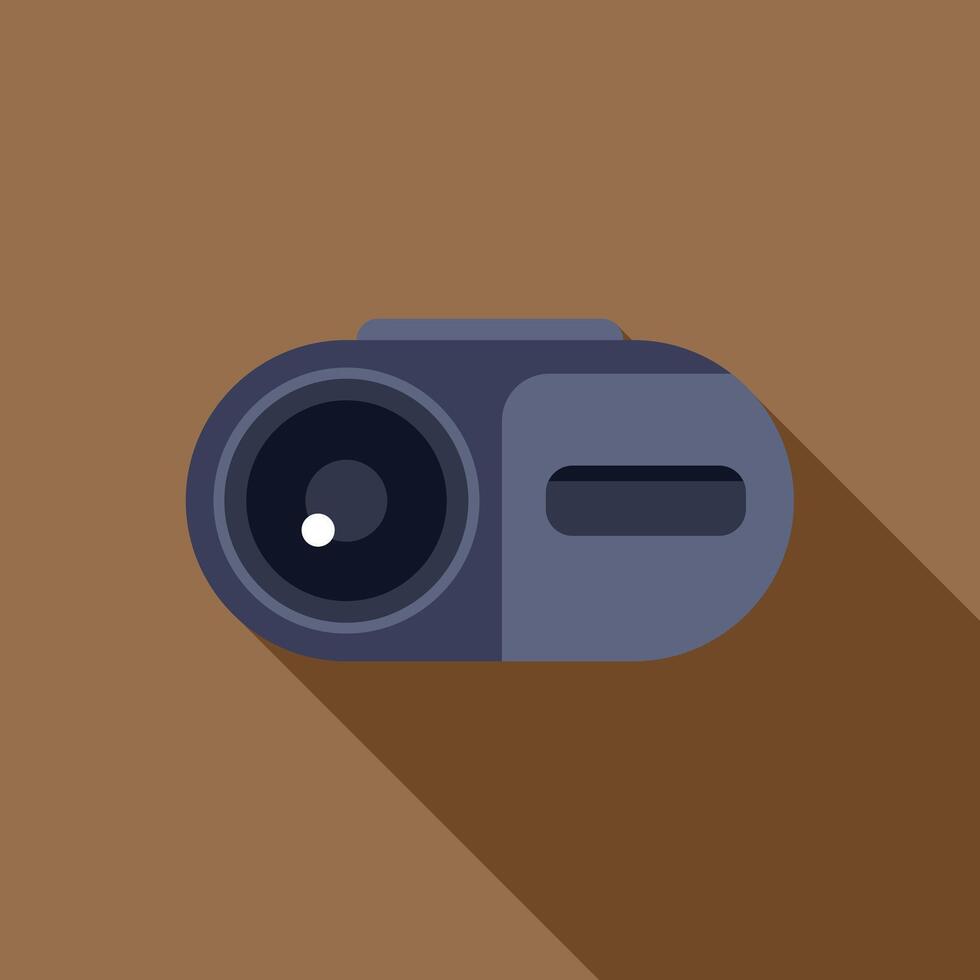 Digital camera lying on a brown surface with long shadow vector