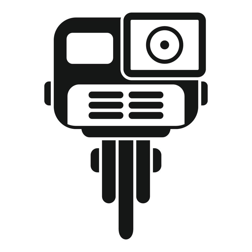 Action camera recording extreme sports using gimbal stabilizer vector