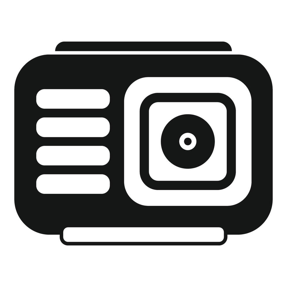 Action camera showing lens and side buttons icon vector
