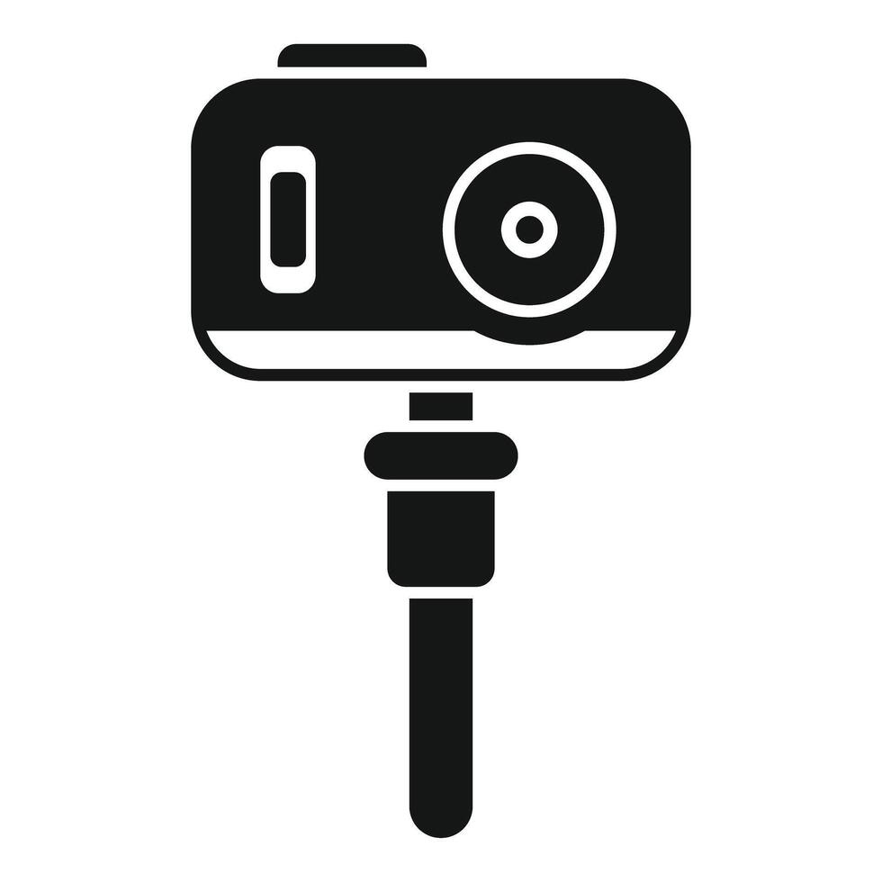 Digital camera recording video using monopod icon vector