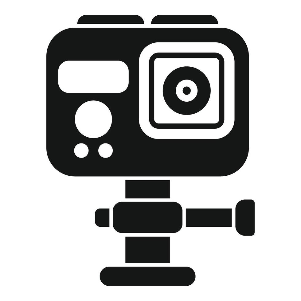Action camera capturing stunning footage on a monopod vector