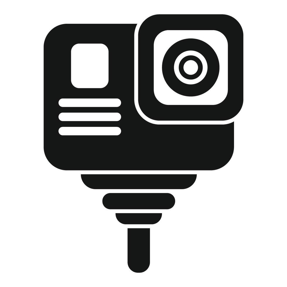 Digital action camera mounted on a tripod is recording extreme sports video vector