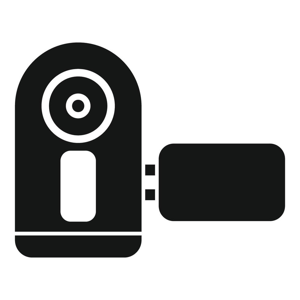 Action camera showing lens and side battery compartment vector