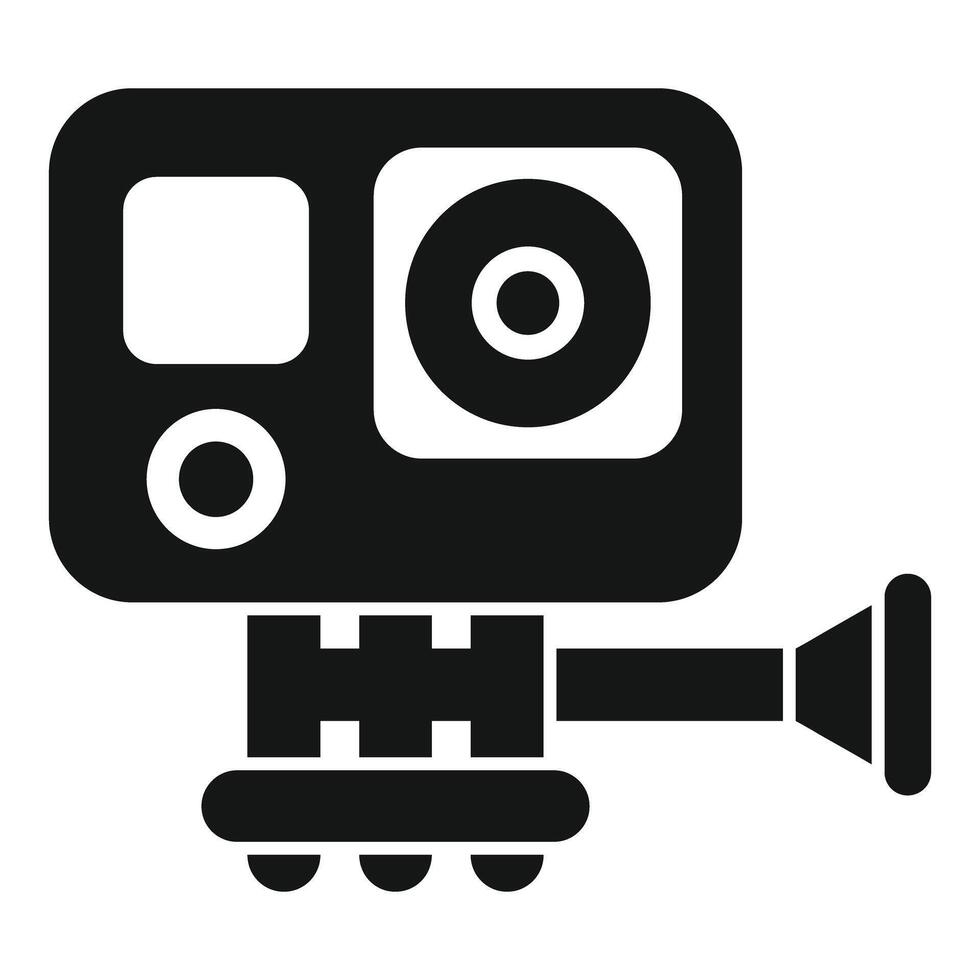Action camera is recording video blog content on monopod vector