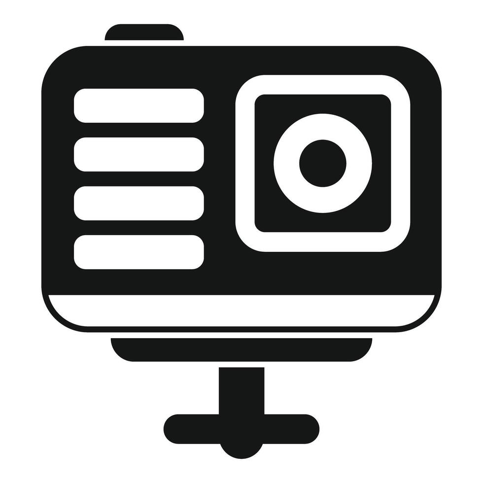 Action camera capturing extreme sports showing display screen vector