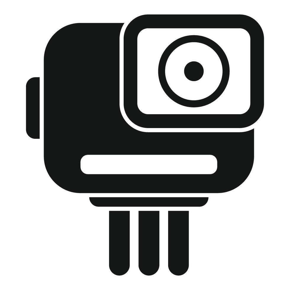 Action camera showing lens and mounting system icon vector