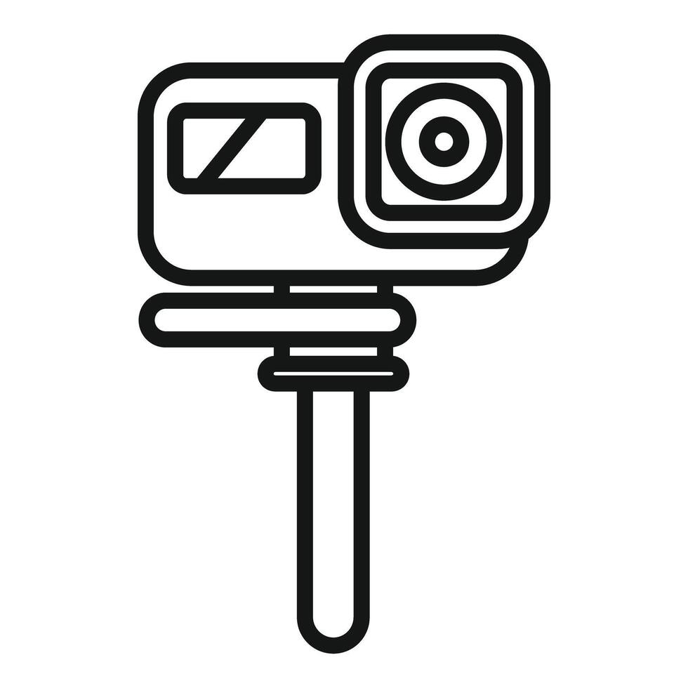 Modern action camera standing on a monopod is ready to capture exciting moments vector