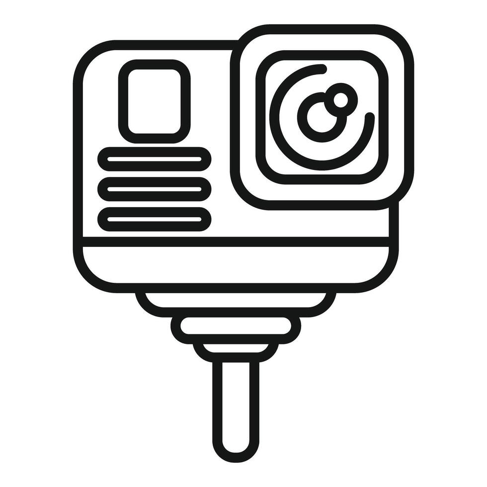 Action camera is recording something on a monopod vector