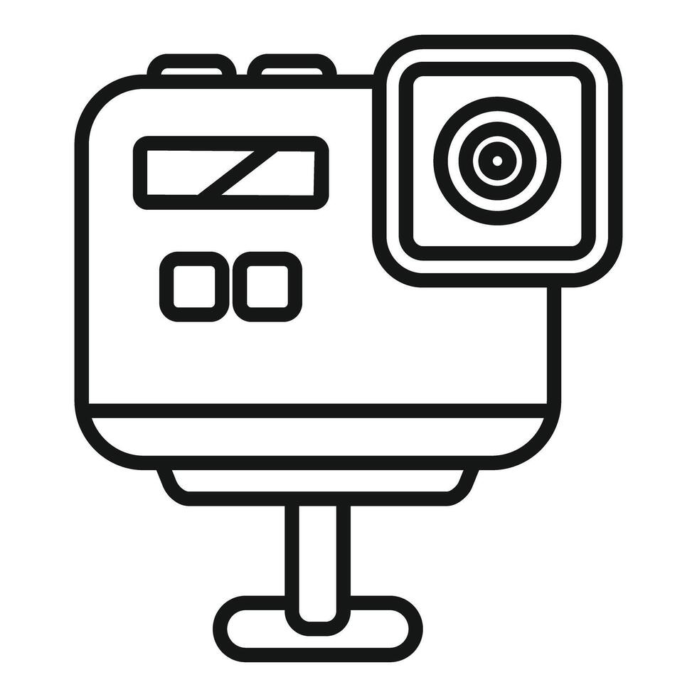 Action camera standing on a tripod is recording video blog content vector