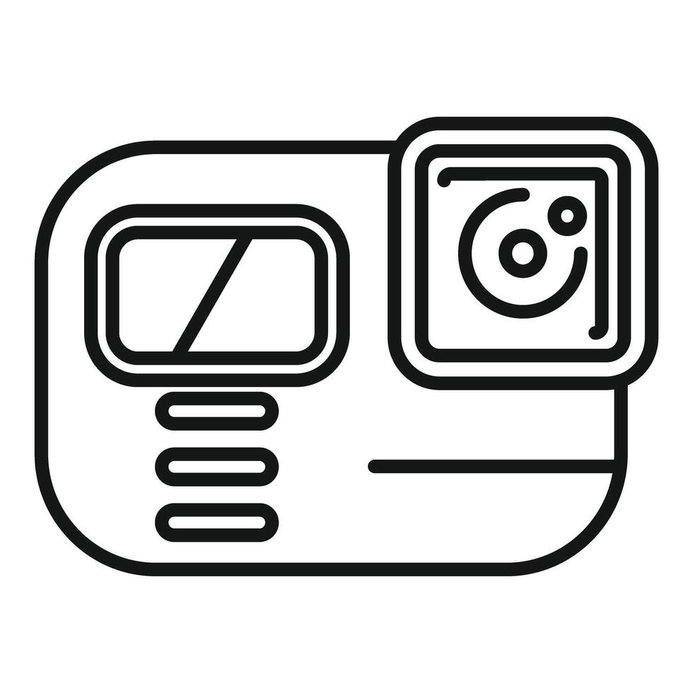 Action camera showing recording mode with lens vector
