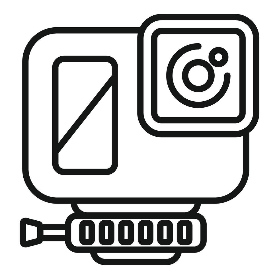 Action camera showing recording status with display screen vector