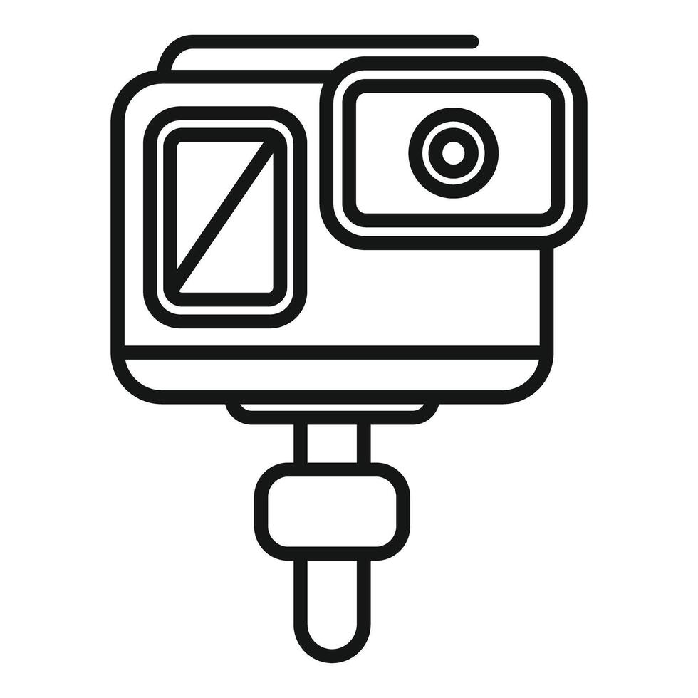 Action camera capturing exciting moments on monopod mount vector