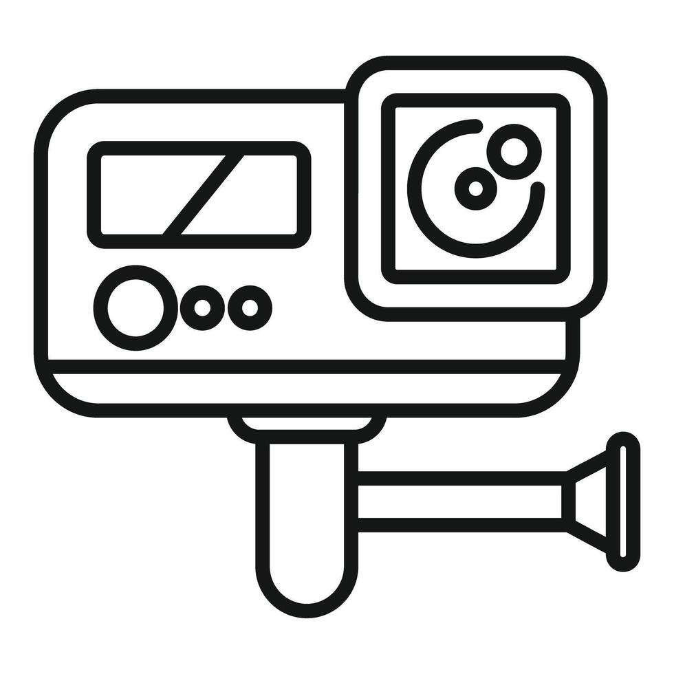 Action camera is recording video with external microphone vector