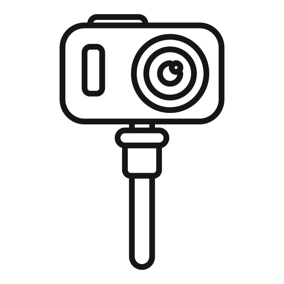Action camera is recording an extreme sport event using monopod vector