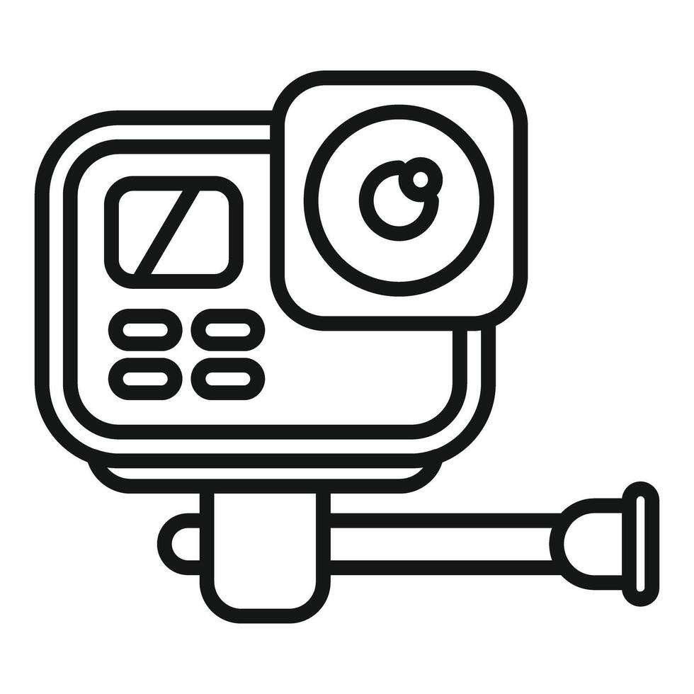 Action camera capturing exciting moments on monopod stand vector