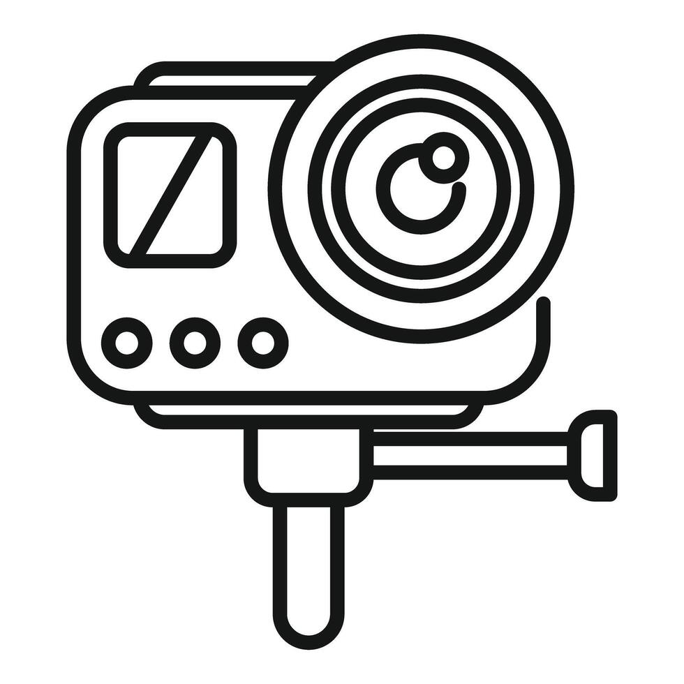 Action camera mounted on a gimbal stabilizer for smooth footage vector