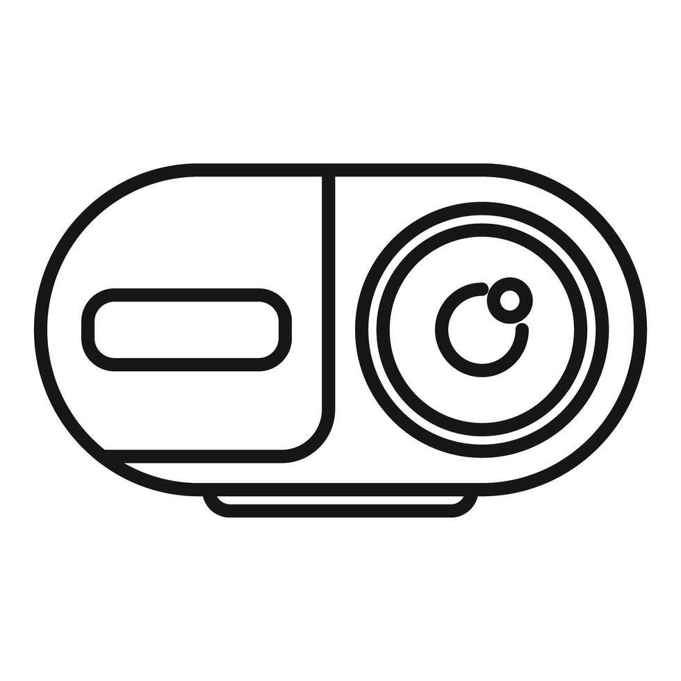 Action camera showing big lens icon, line style vector