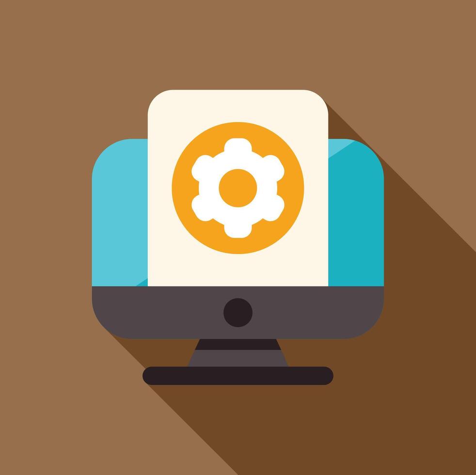 Computer showing configuration settings on screen vector