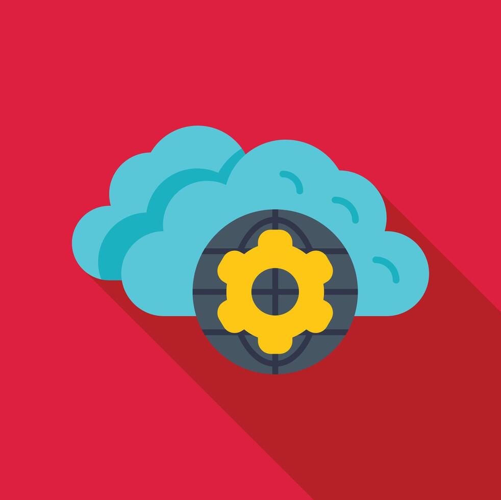 Global network settings icon showing cloud computing configuration vector