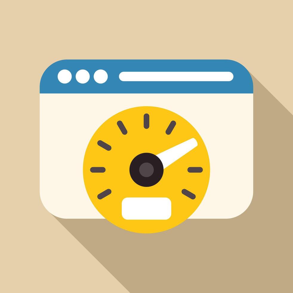 Website speed optimization with speedometer showing internet connection speed test vector