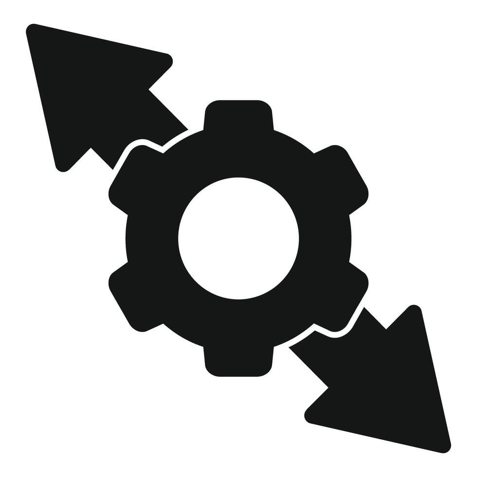Gear wheel rotating arrows changing opposite directions icon vector