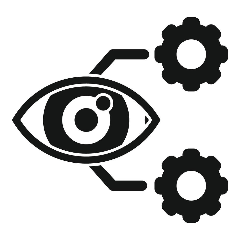 Eye connected to gears representing artificial intelligence concept vector