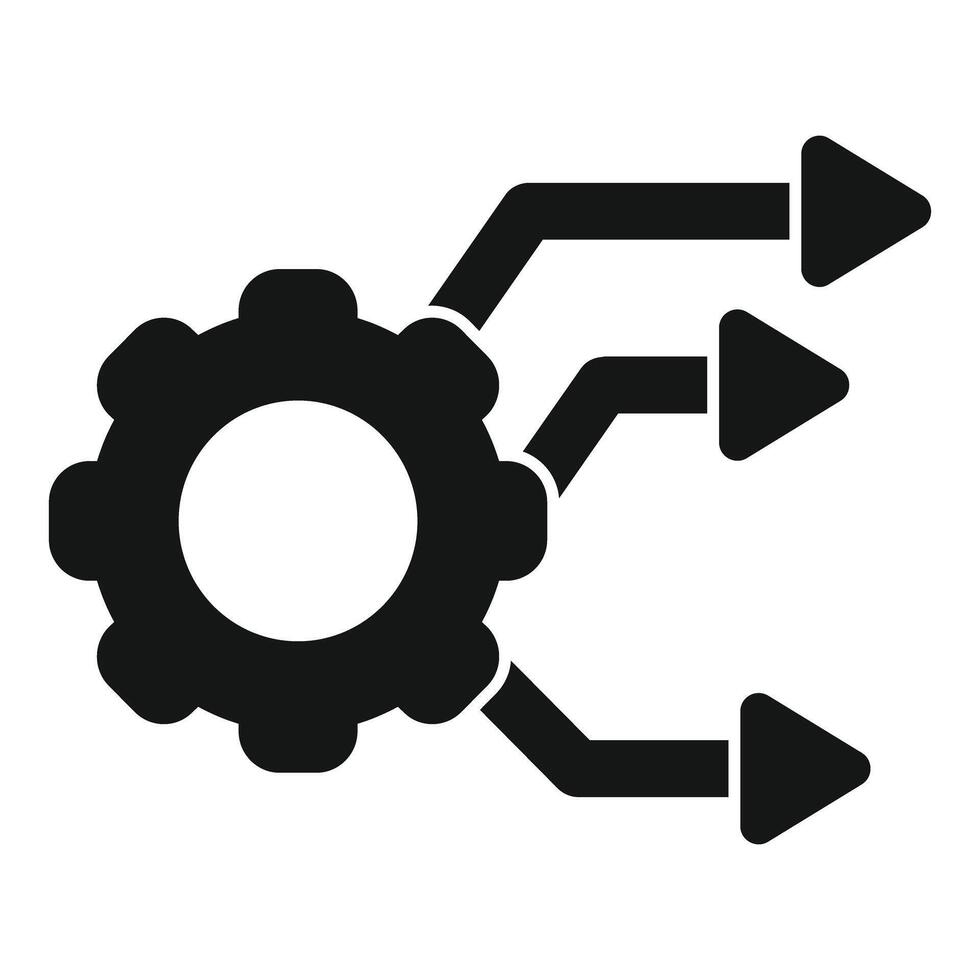Gear generating three arrows representing business process optimization vector