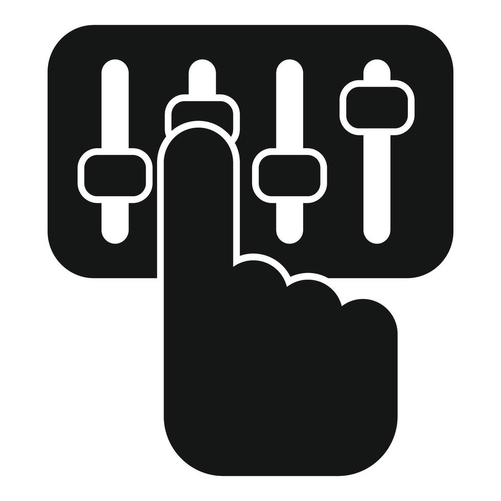 Audio engineer adjusting sound board faders icon vector