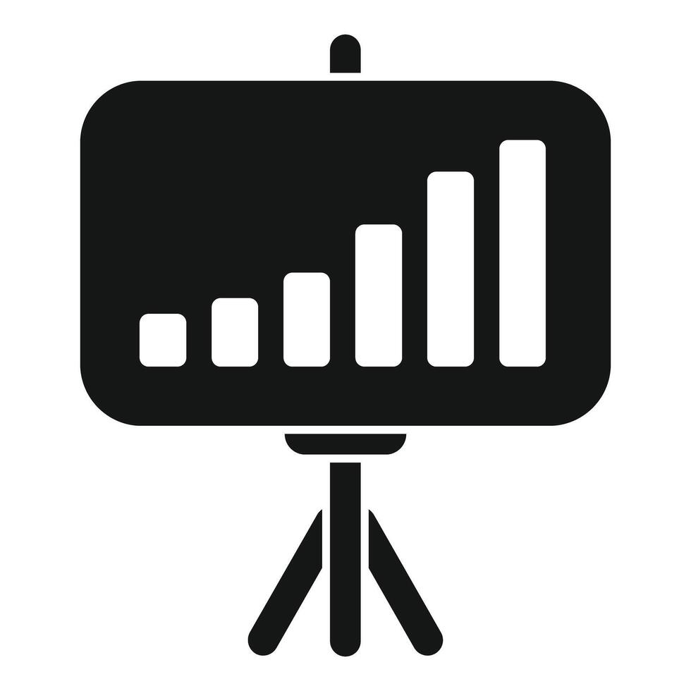 Flip chart with growing chart icon, simple style vector