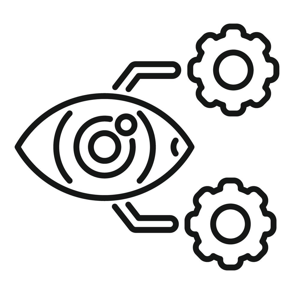Human eye connected to gears showing concept of artificial intelligence vector