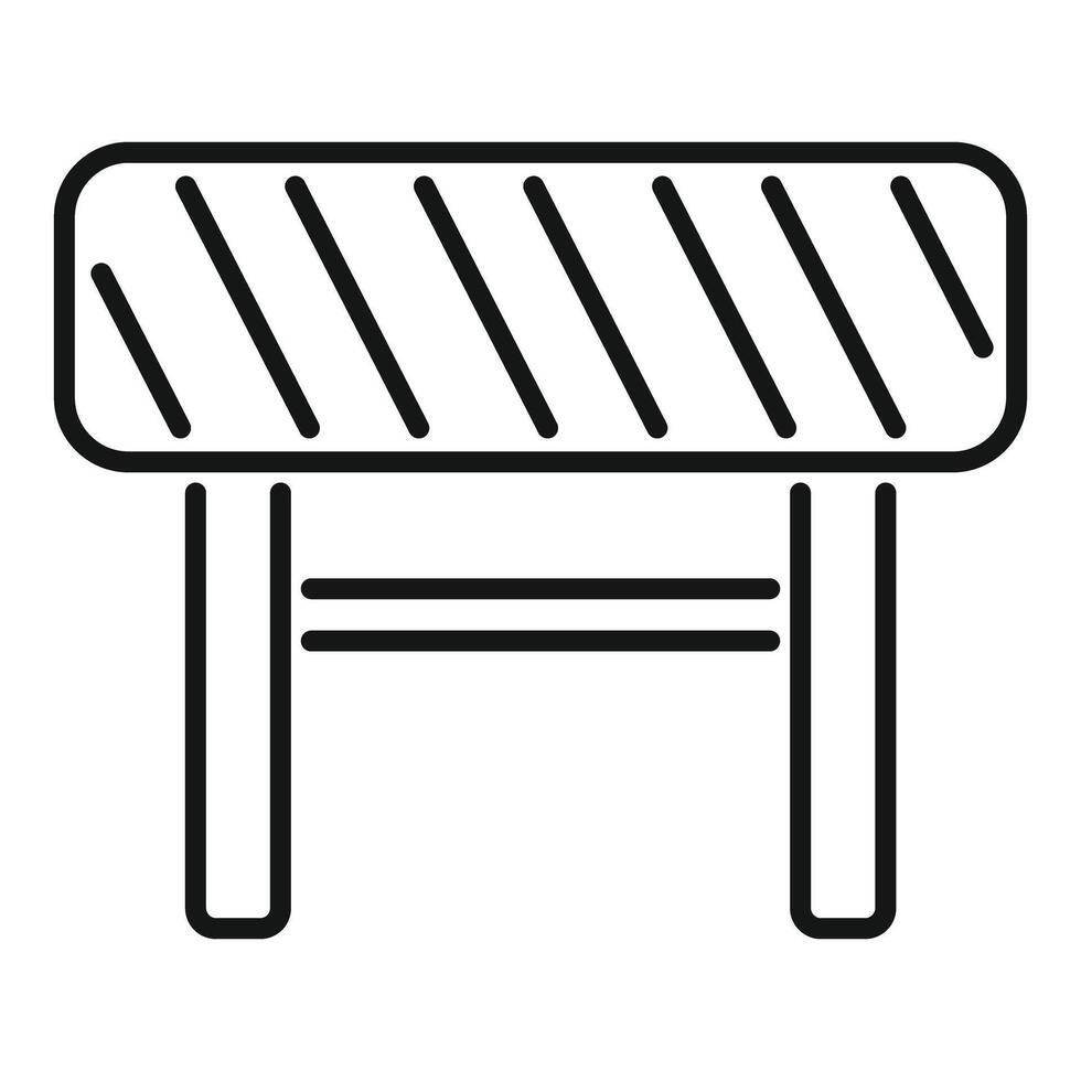 Wooden bench with striped top for resting in park or garden line icon vector