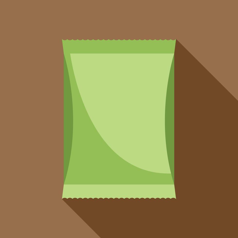 Green blank foil food packaging bag with zipper flat design vector