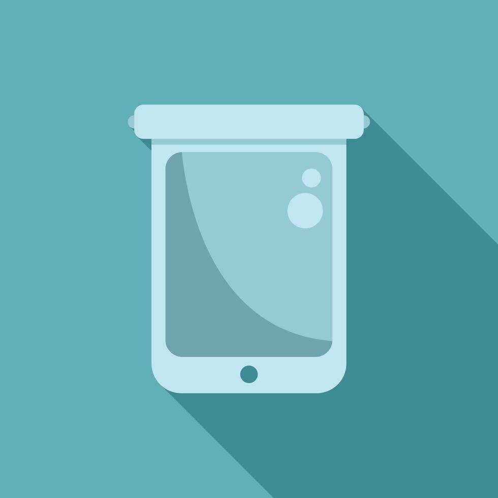 Waterproof phone case is keeping a smartphone safe and dry vector