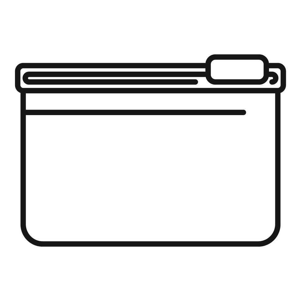 Empty plastic zipper storage bag icon showing open and closed positions vector