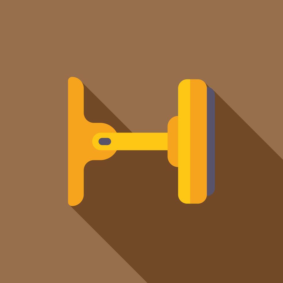 Yellow door stopper preventing door slamming on wall vector