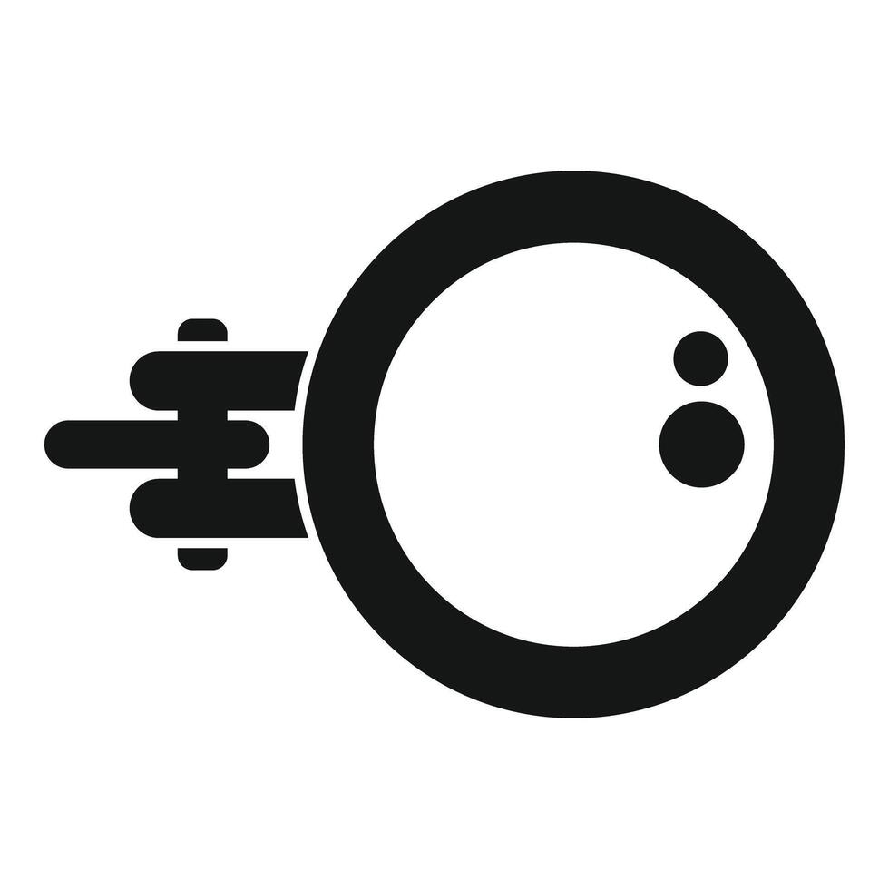 Spacecraft flying through space leaving trail behind icon vector