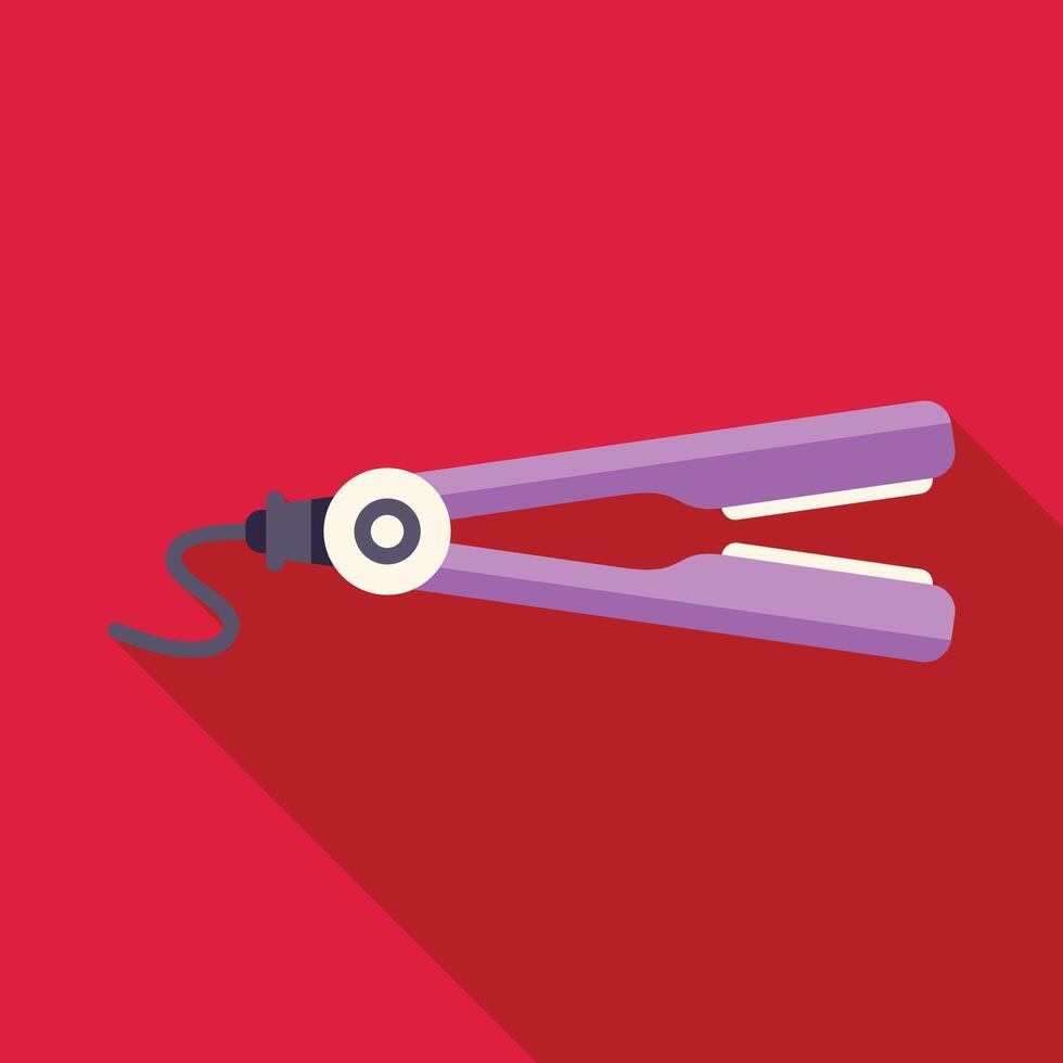 Hair straightener lying on a red background vector