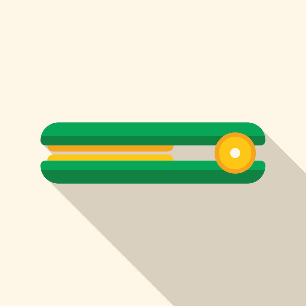 Green hair straightener with temperature control displaying long shadow vector