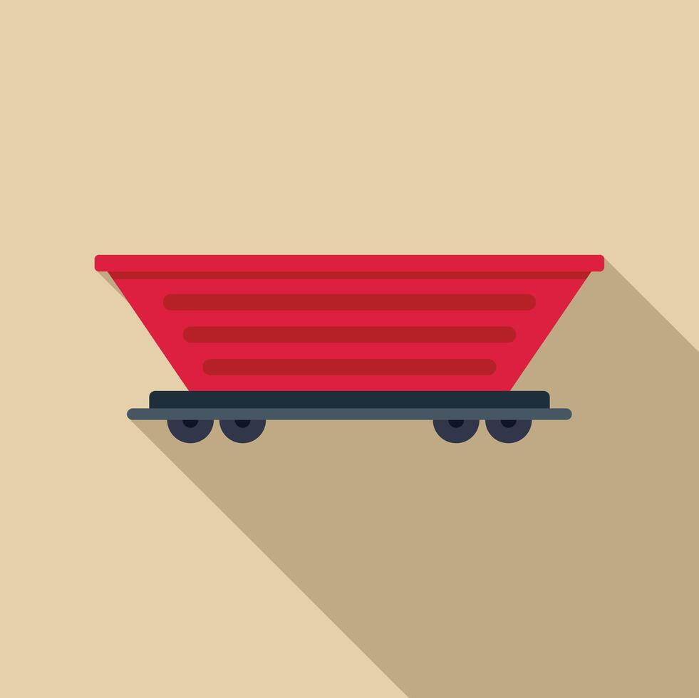 Empty mining cart standing on rails on beige background vector