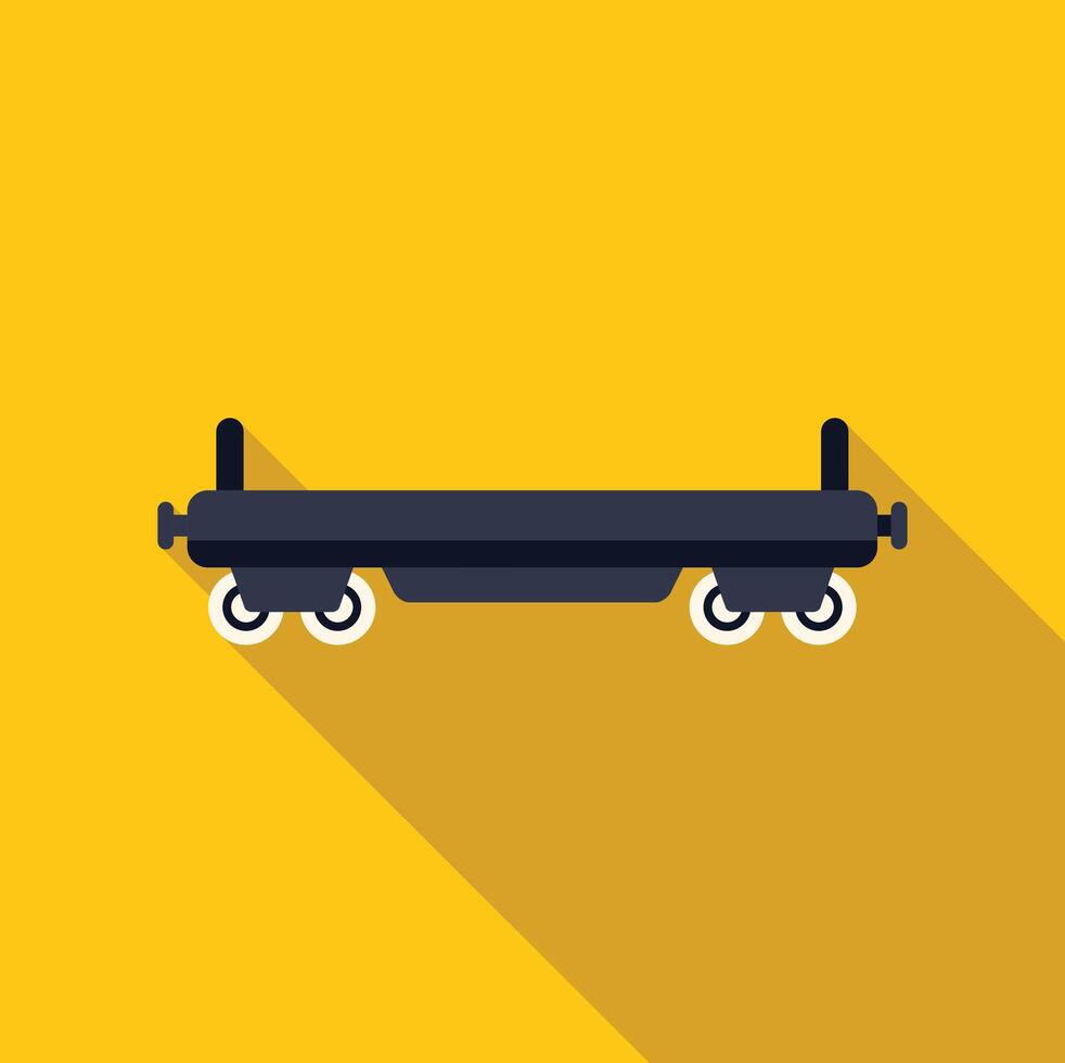 Empty platform railroad car waiting on yellow background vector