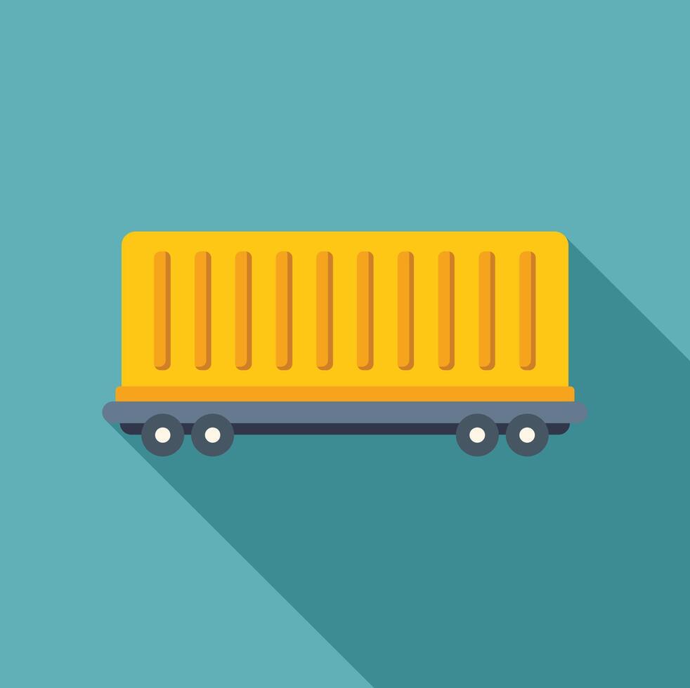 Simple flat illustration of a cargo container on a train wagon vector