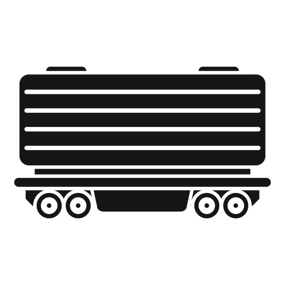 Train wagon carrying cargo container delivering goods icon vector