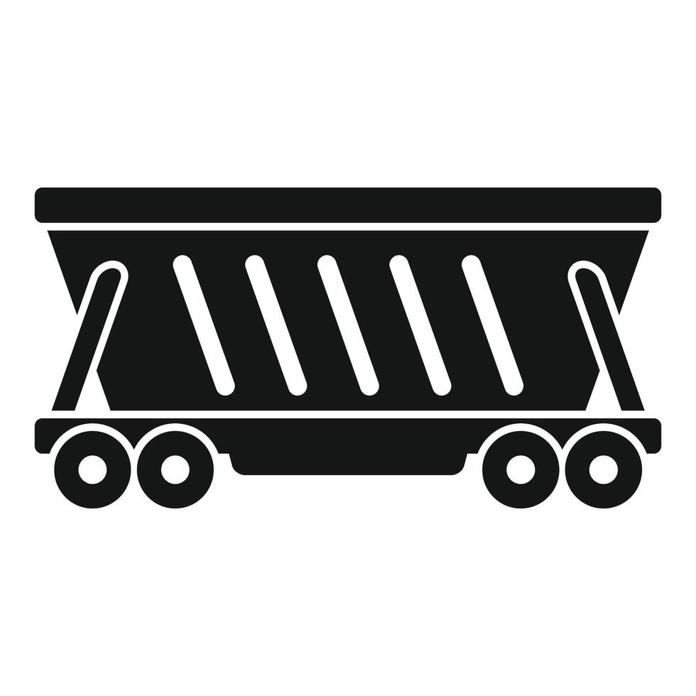 Mining cart on wheels transporting coal from mine vector
