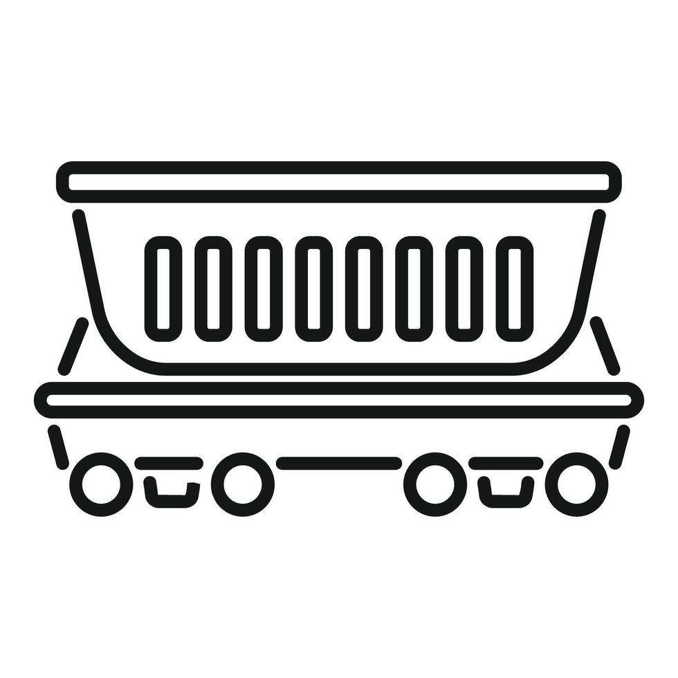 Mining cart on wheels transporting coal from mine vector