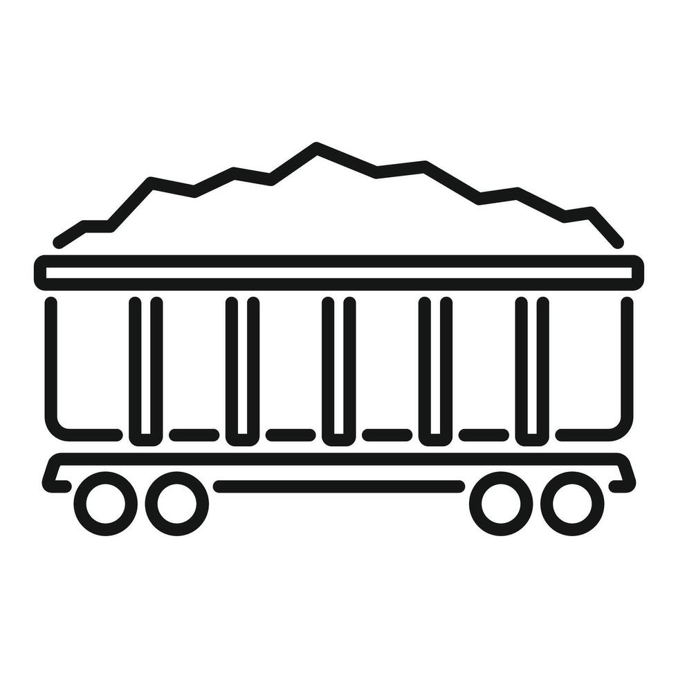 Full mining cart on wheels transporting coal vector