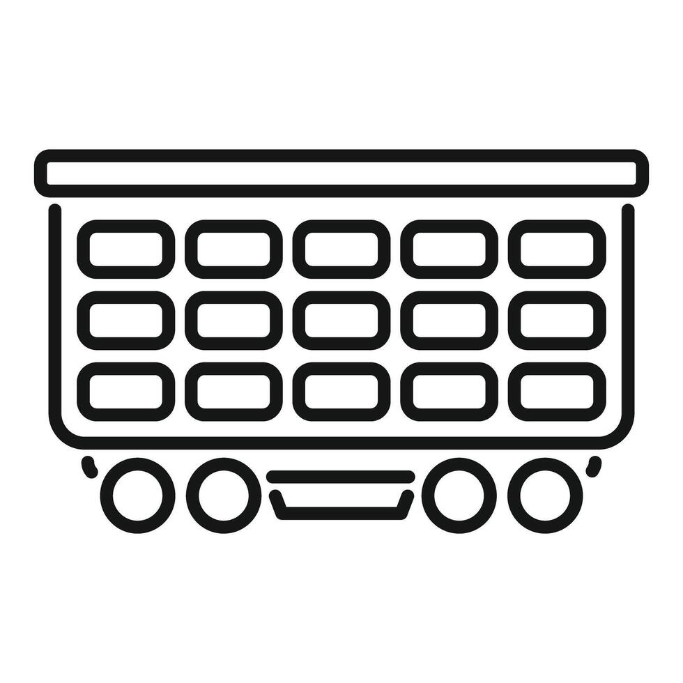 Mining cart with coal moving on rails vector